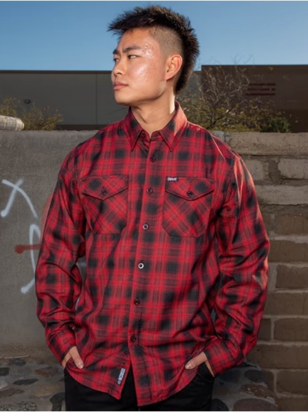Men’s Dixxon + Slipknot Red & Black Flannel Button Down Shirt